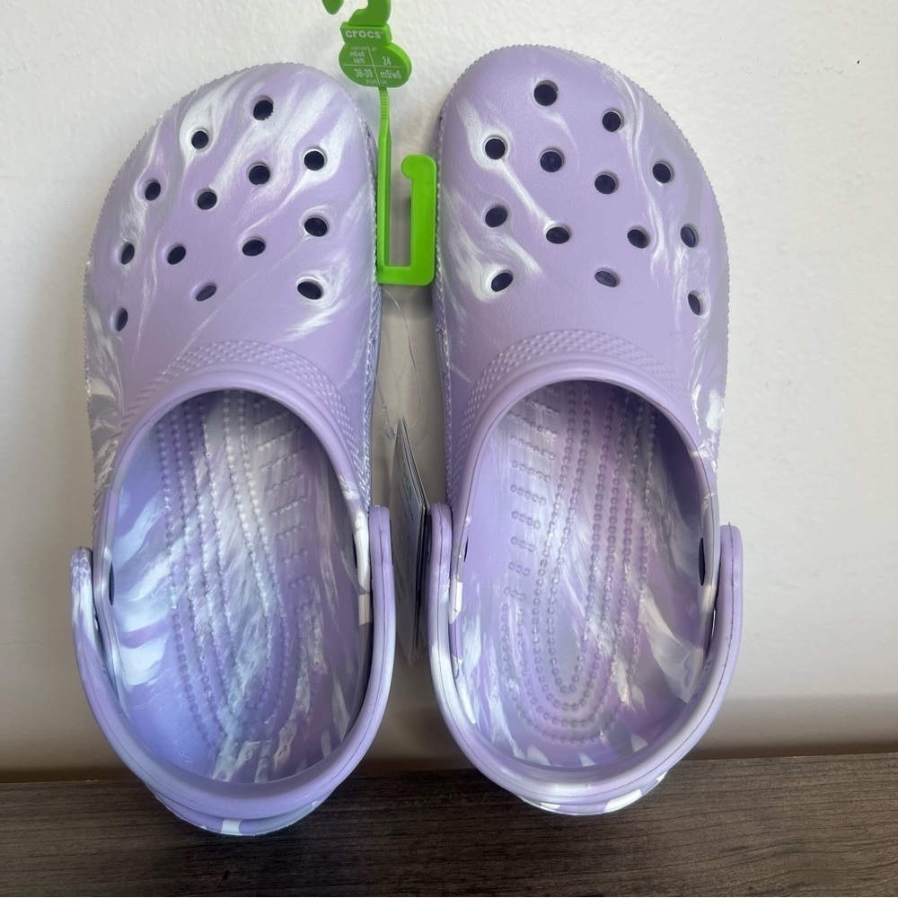 Crocs Unisex Classic Purple White Marbled Clog Size 6 or 8 #B1884 - Picture 7 of 9